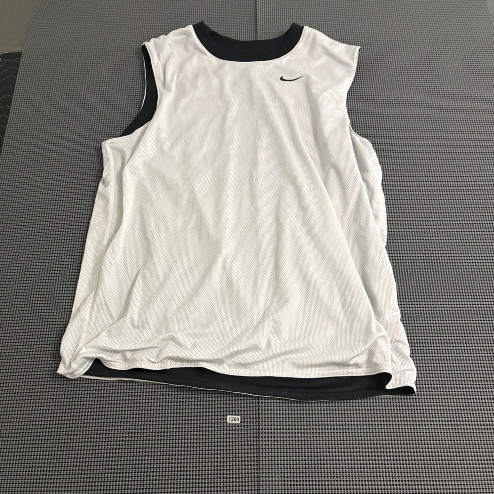 Nike Reversible Mesh Tank Top Mens Black White Basketball Jersey Swoosh Logo